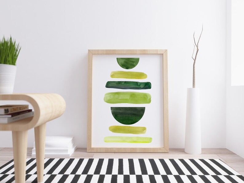 Olive Green Wall Art Print Abstract Watercolor Painting Etsy