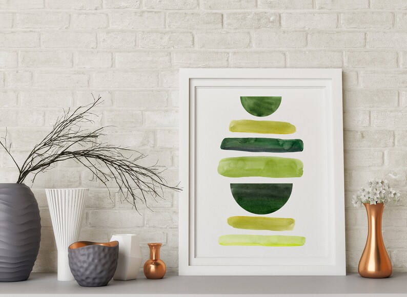 Olive Green Wall Art Print Abstract Watercolor Painting Etsy