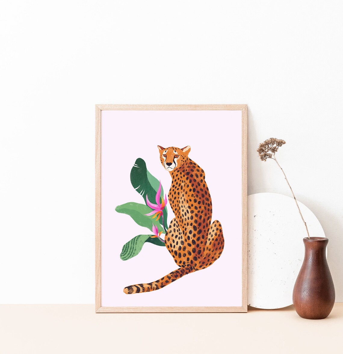 Cheetah Art Print Leopard Wall Art Boho Wall Art Tropical | Etsy