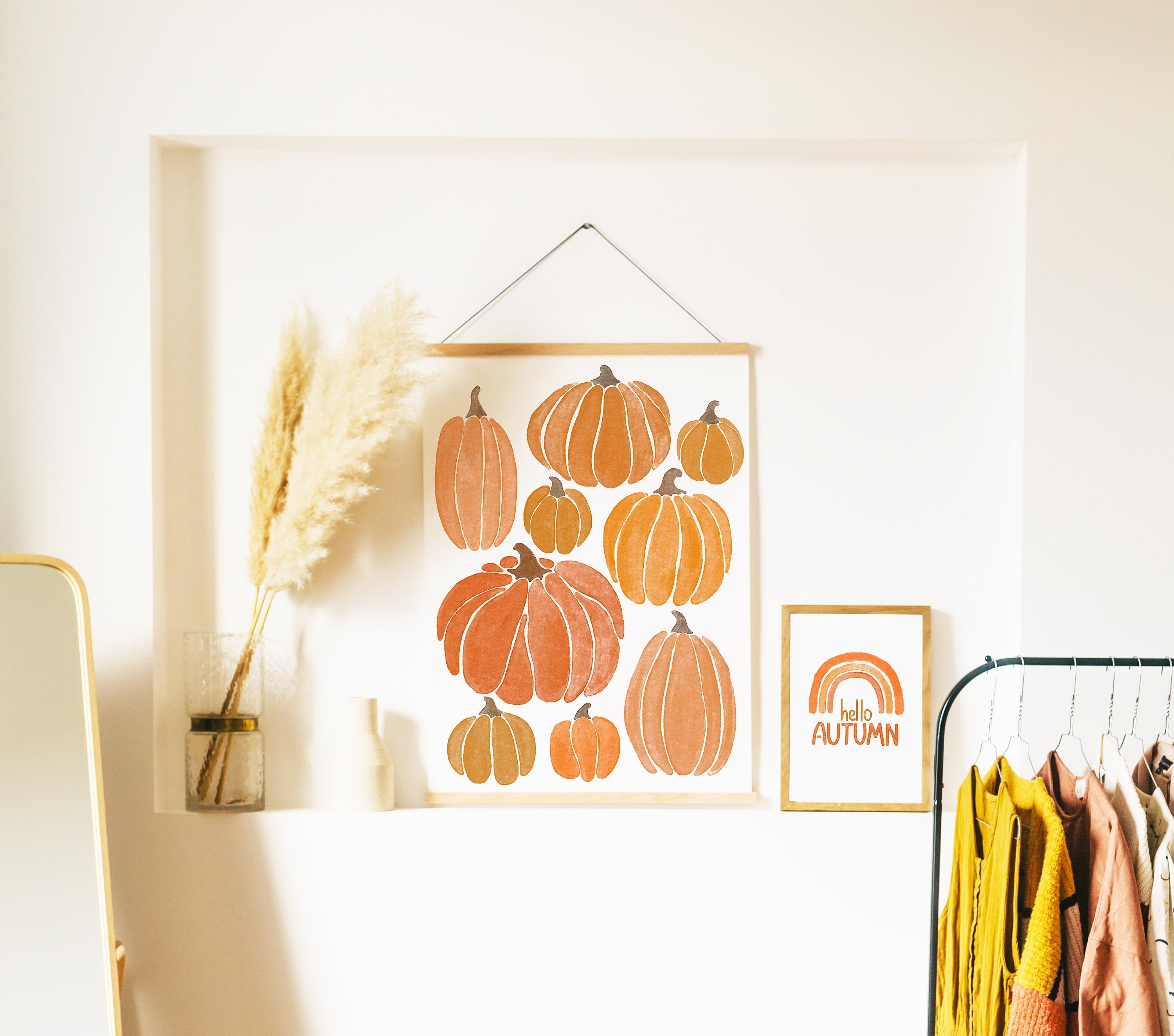 Pumpkin wall print Autumn wall art Halloween wall art Fall | Etsy