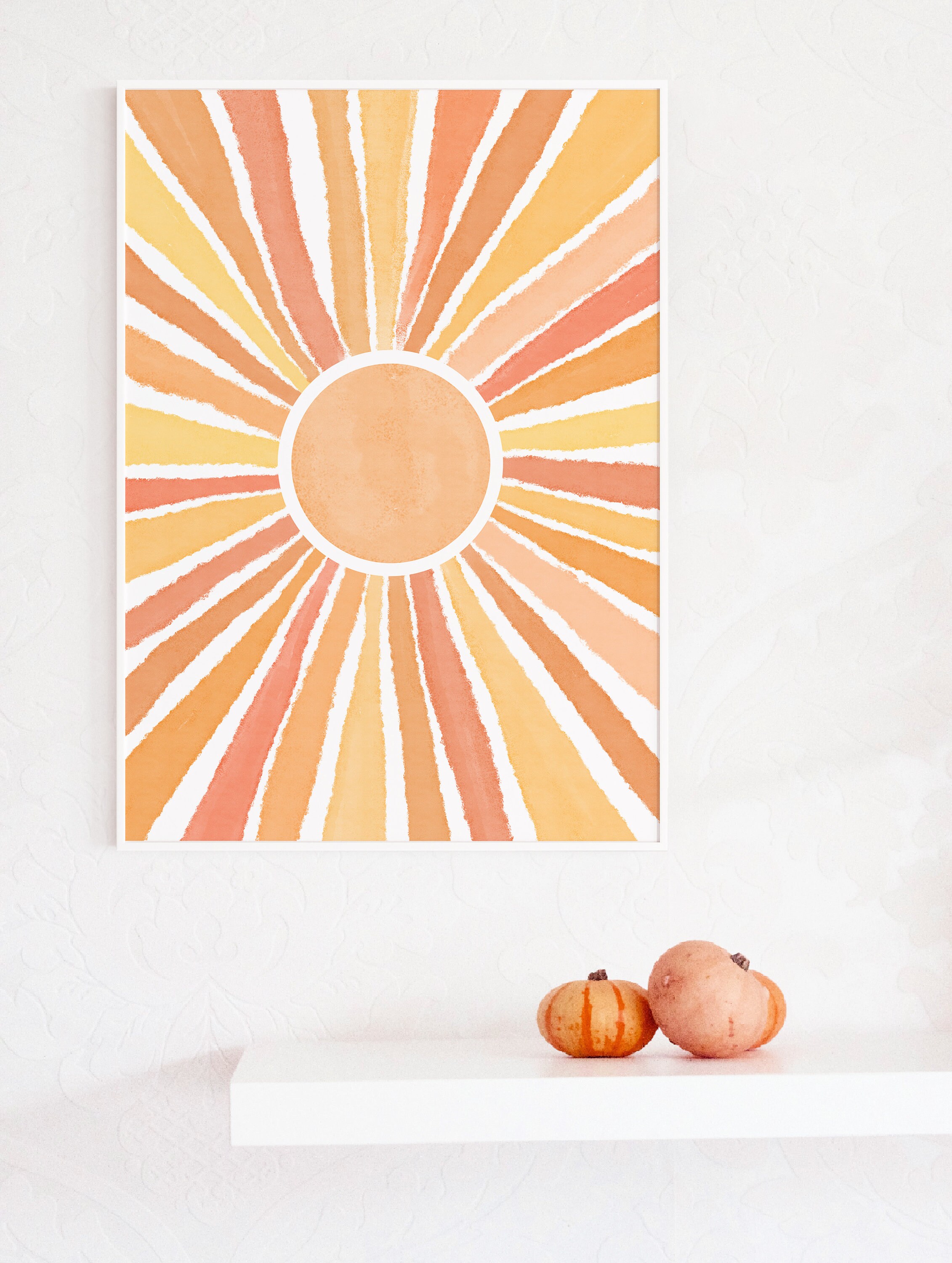 Boho sun wall art Sun rays art print Abstract sun poster Etsy