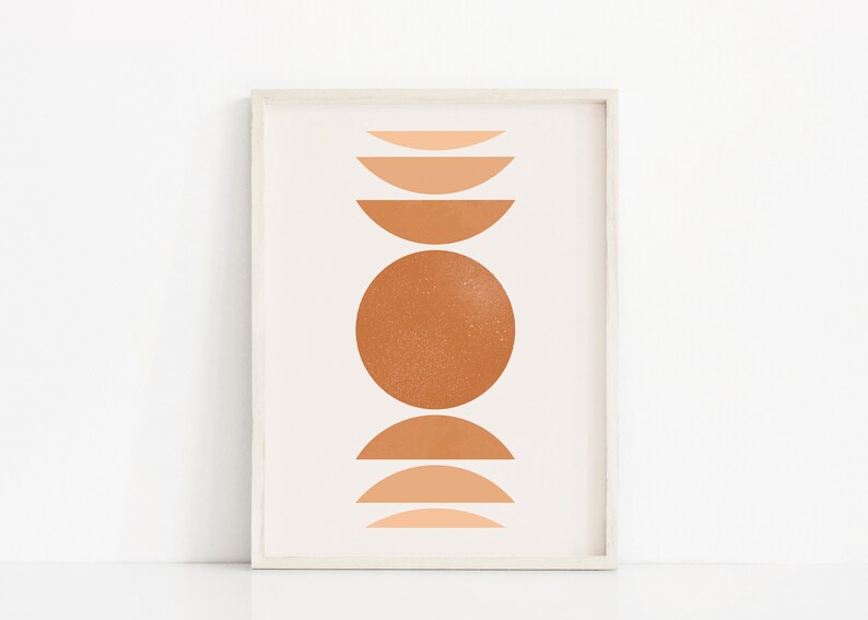 Moon phases art print Neutral wall art Minimal circle art print Lunar phases print Abstract moon illustration Boho Moon Poster