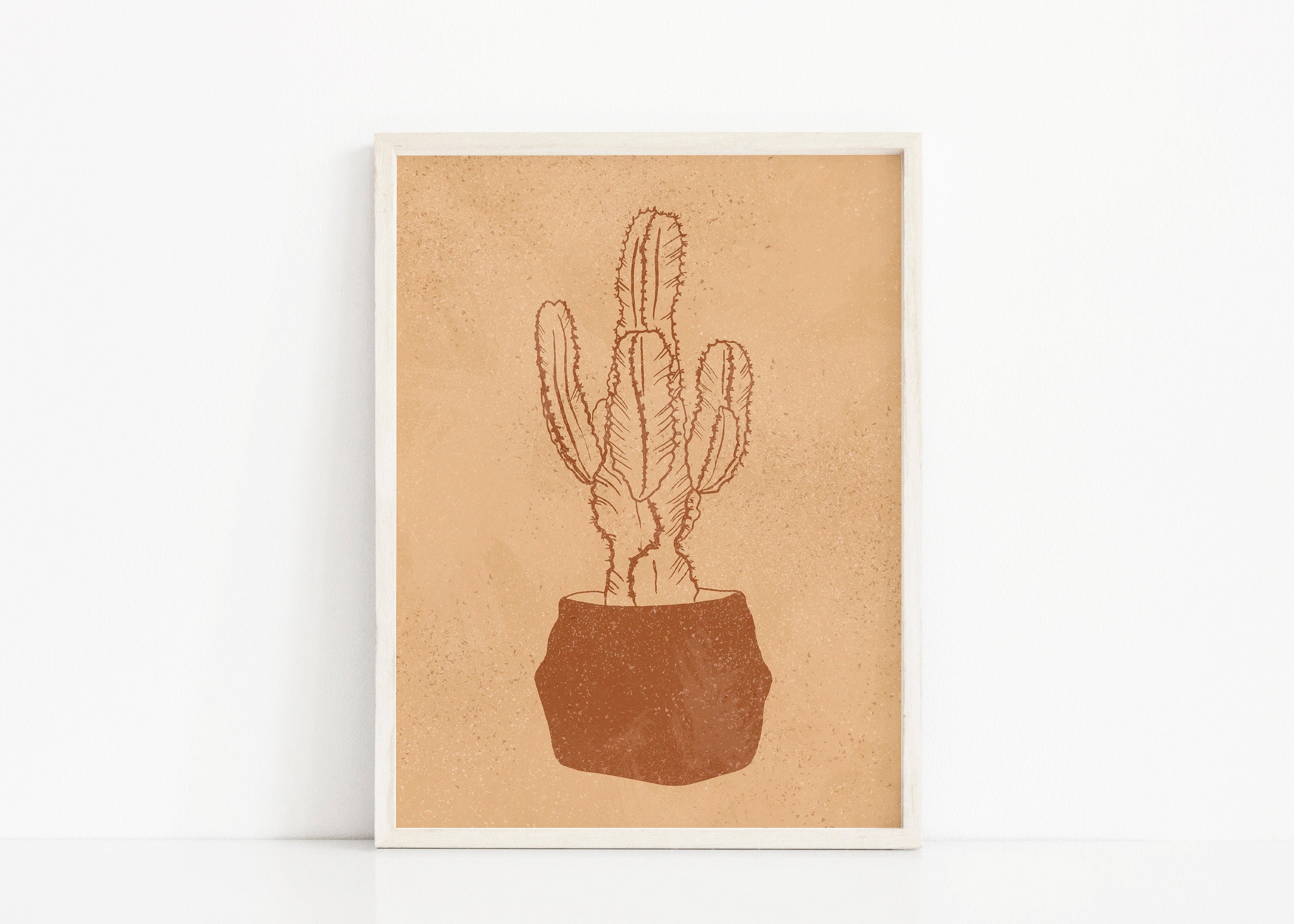 Boho Cactus Art Print Cactus Line Art Minimalist Plant Art Etsy