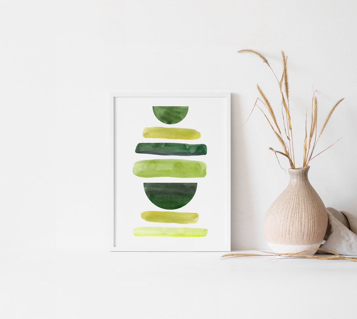 Olive Green Wall Art Print Abstract Watercolor Painting Etsy