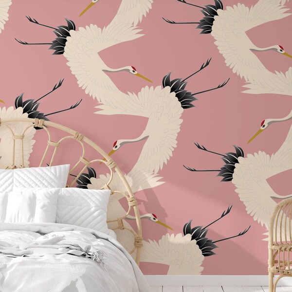 Crane Birds Wall Etsy