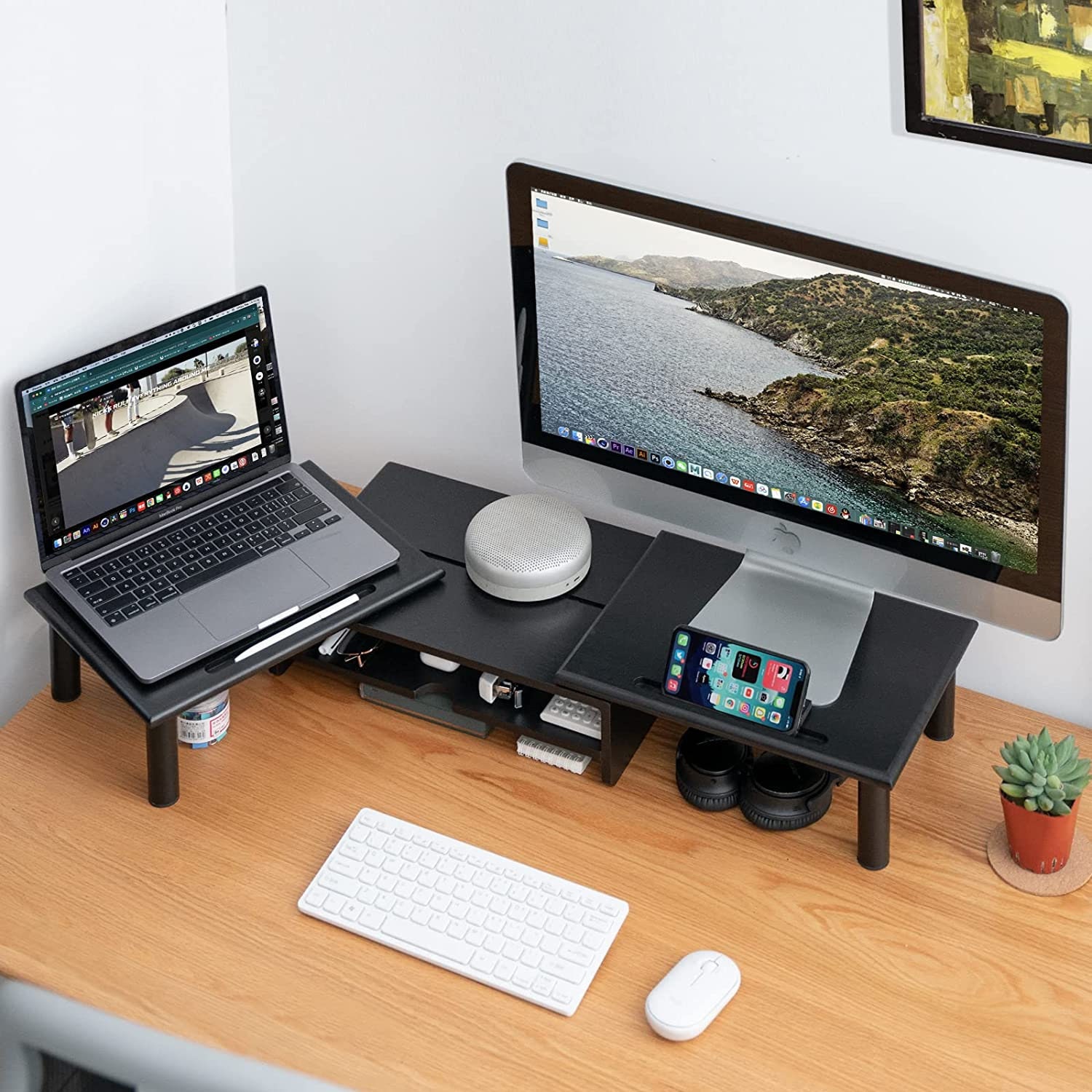 Wood Desktop Shelf Table Top Corner Shelf Stand Kitchen Counter