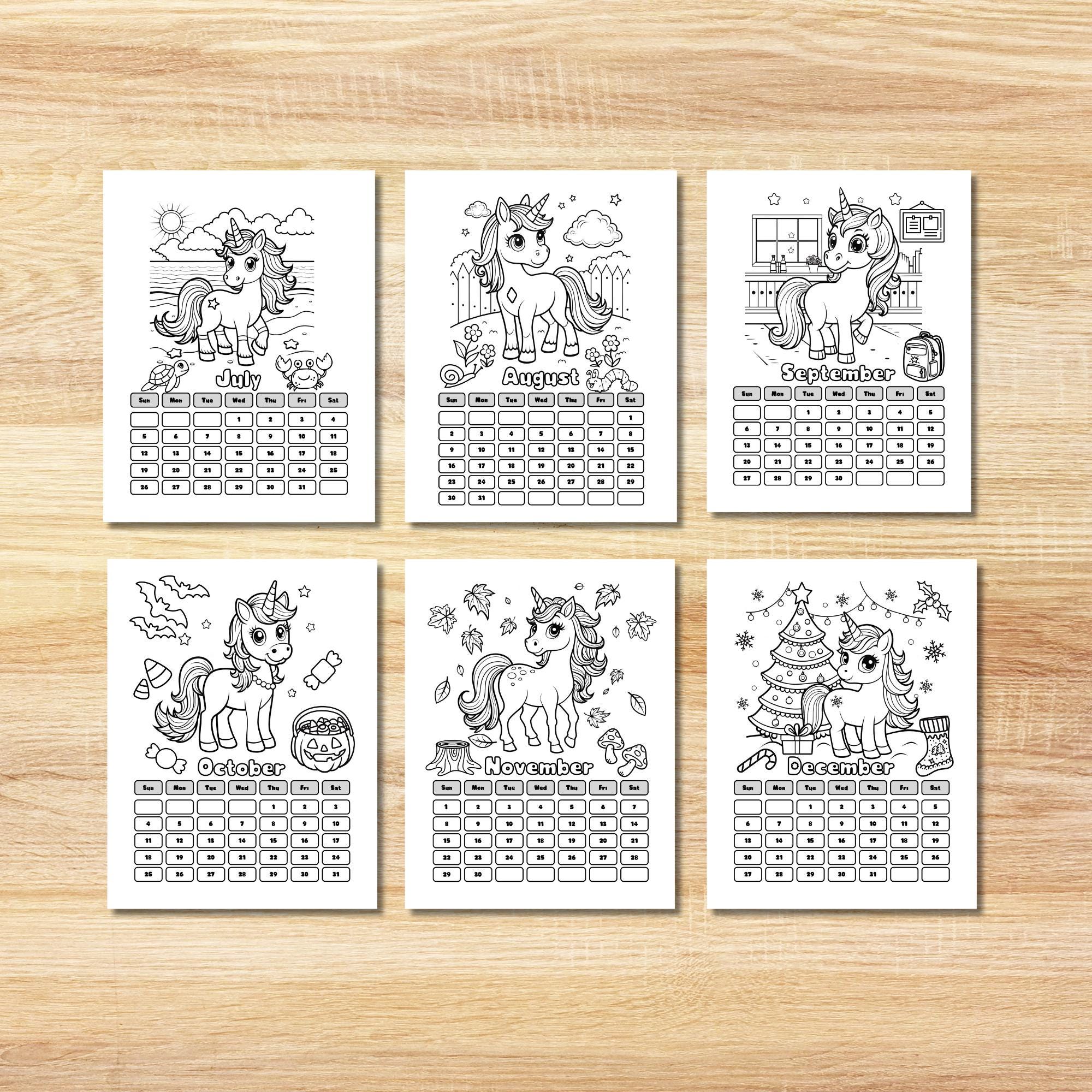 2026 Printable Colouring Calendar for Kids, Monthly Planner PDF, Kids ...