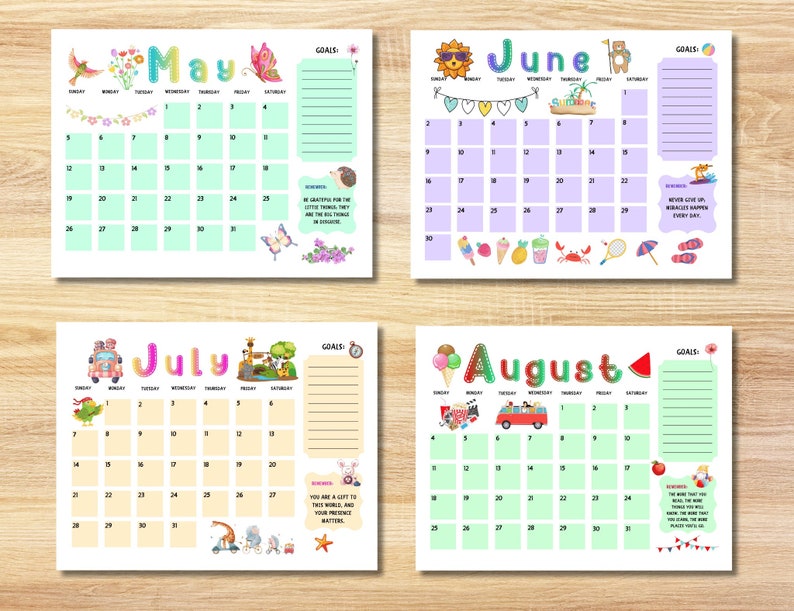 Printable Calendar 2024, Kids Calendar 2024, Homeschool Calendar, Kids ...