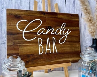 Holzschild Candybar | Hochzeitsdekoration Holzschild | Hochzeitsschild Candybar | personalisierbares Echtholzschild Hochzeit