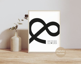 Gift for Valentine's Day, anniversary, or as a wedding gift | Poster "ALWAYS AND FOREVER" personalized with name | digital file