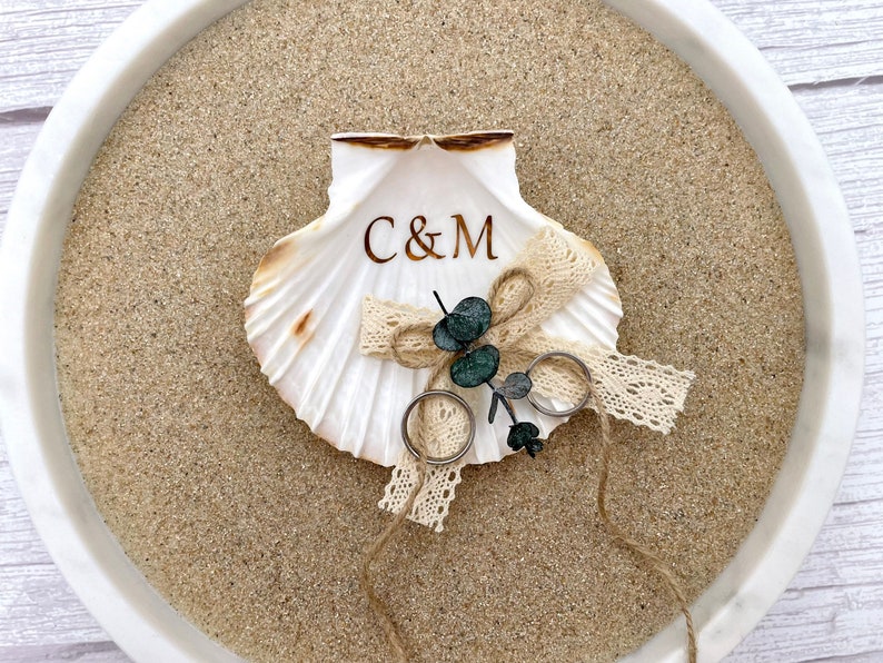 Ring pillow shell personalized ring box alternative shell nautical ring pillow shell ring box ring pillow beach wedding image 7