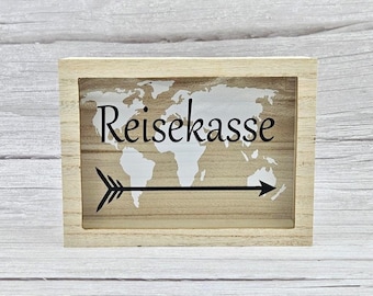 Money Box Travel Wood | Money Box Travel Wood | Gift Travel | Money Box Frame Wood | Money Box Personalizable | Money Gift
