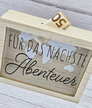 Nikita By Niki Salvadanaio Personalizzato In Legno Con Foto – Regalo Di Nozze Per Sposi – Fondo Luna Di Miele 16x20 Cm
