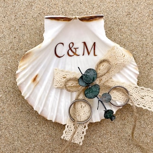 Ring pillow shell personalized | ring box alternative shell | nautical ring pillow | shell ring box | ring pillow beach wedding