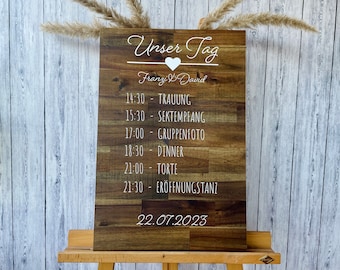 Wedding Timeline Wooden Sign | Personalized Wedding Celebration Schedule | Natural Wood Sign with Wedding Timeline