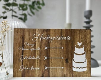 Wooden wedding cake sign as wedding decoration | personalized wedding sign for wedding cake made of acacia wood
