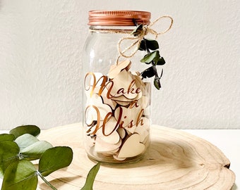 Wishing glass wedding | alternative guest book wedding | gift bride and groom | gift wedding | guest book hearts wood | birthday | baptism |