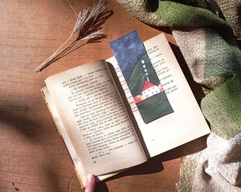 Bookmark illustrated night scene Book accessories Paper bookmark Gift book lover