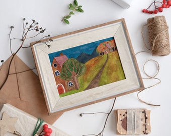 House on the hill, Autumn illustration Art print, Wall art Gift idea, Nursery decor, Children illustration