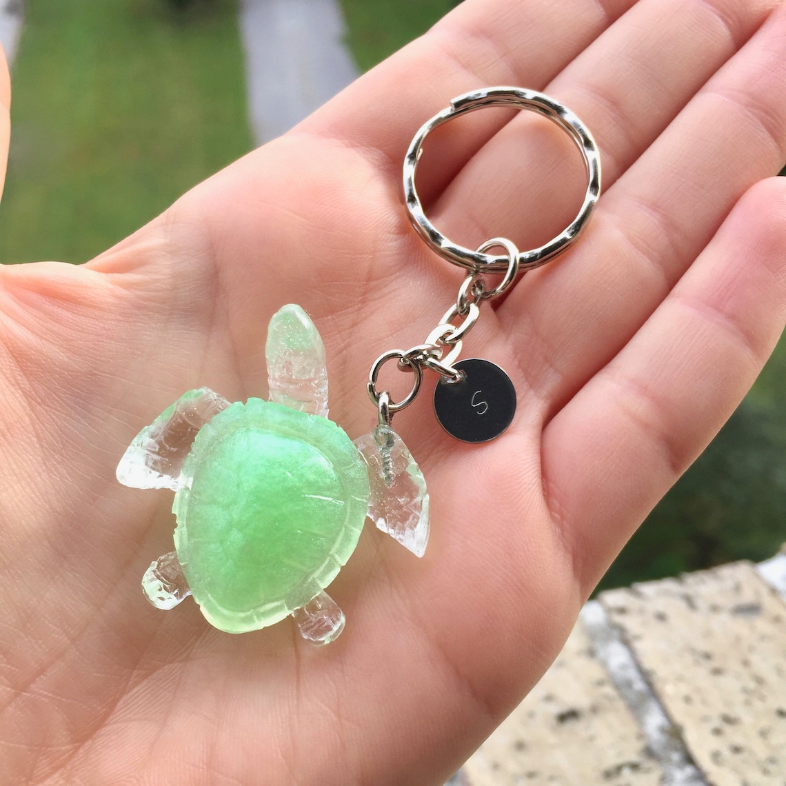 Turtle Keychain. Custom Color Sea Turtle Keychain Letter. - Etsy