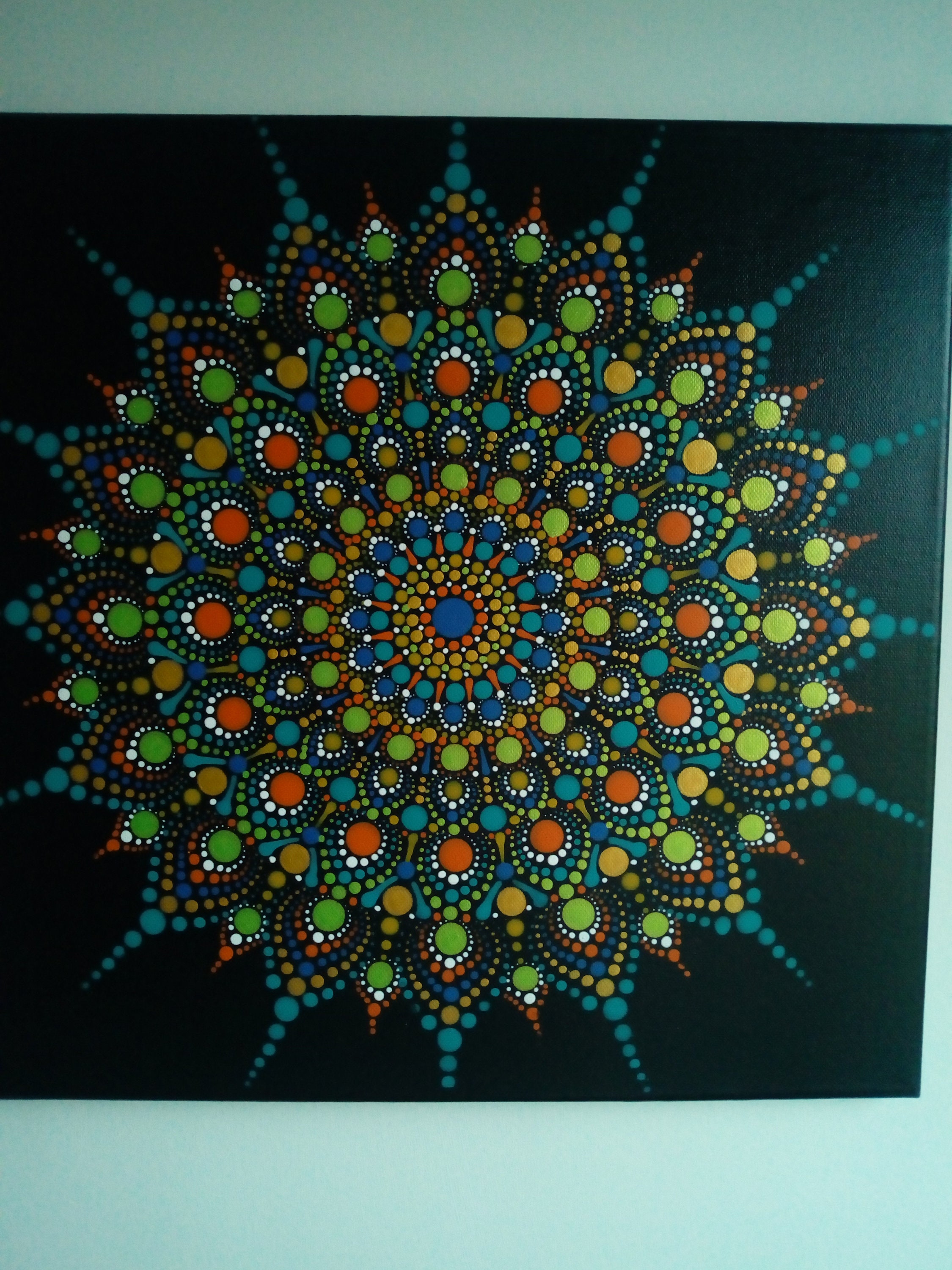 Mandala, Dot Art, Wall Art, Abstract Art, Stretched Canvas, 40cm Square