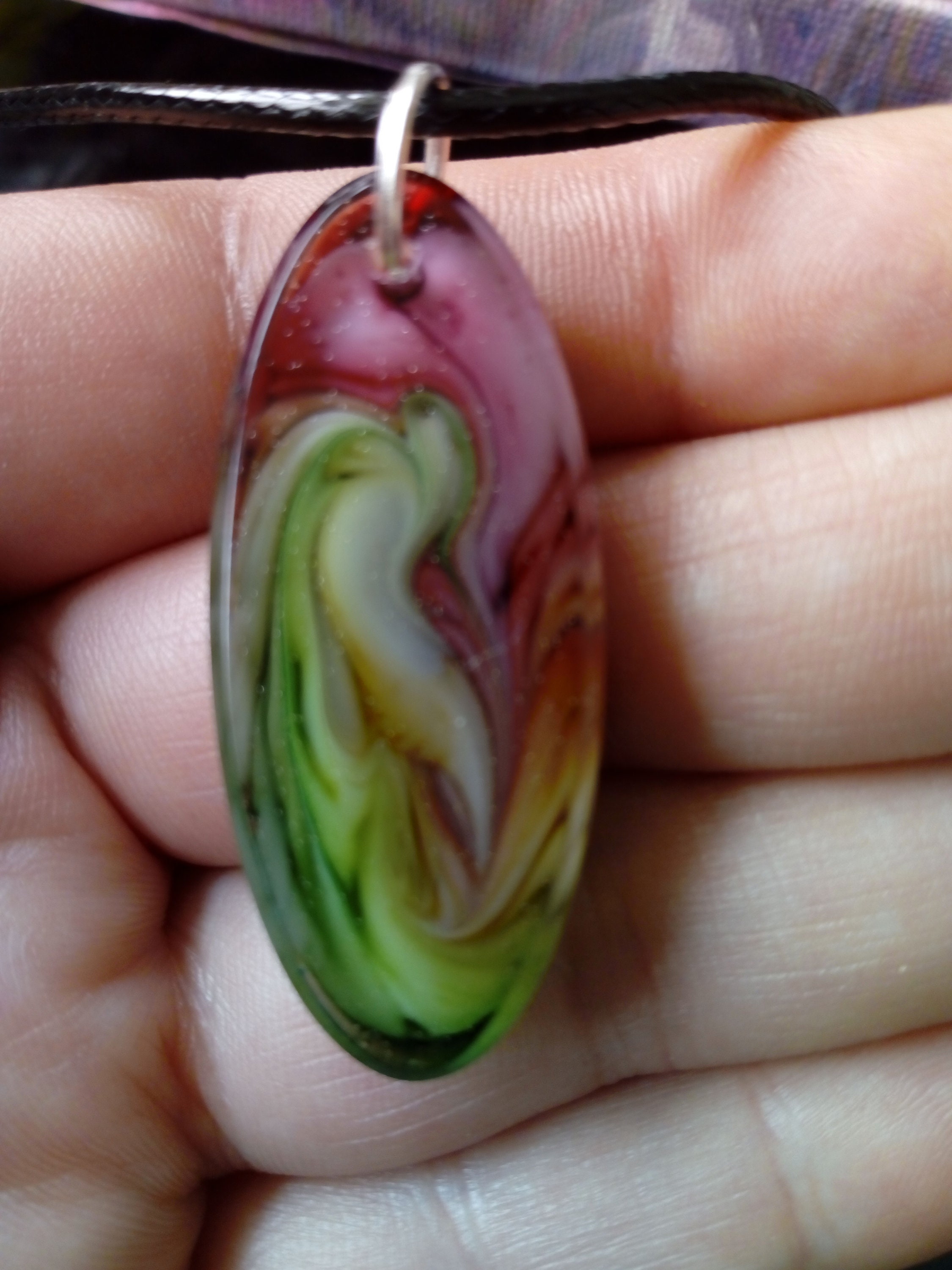 Necklace Epoxy Resin Cloudy Effect 3D Effect on Black Etsy UK