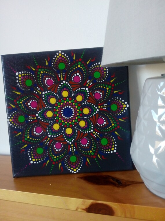 Mandala 035 Dot Art Wall Art Abstract Art Small Square Etsy