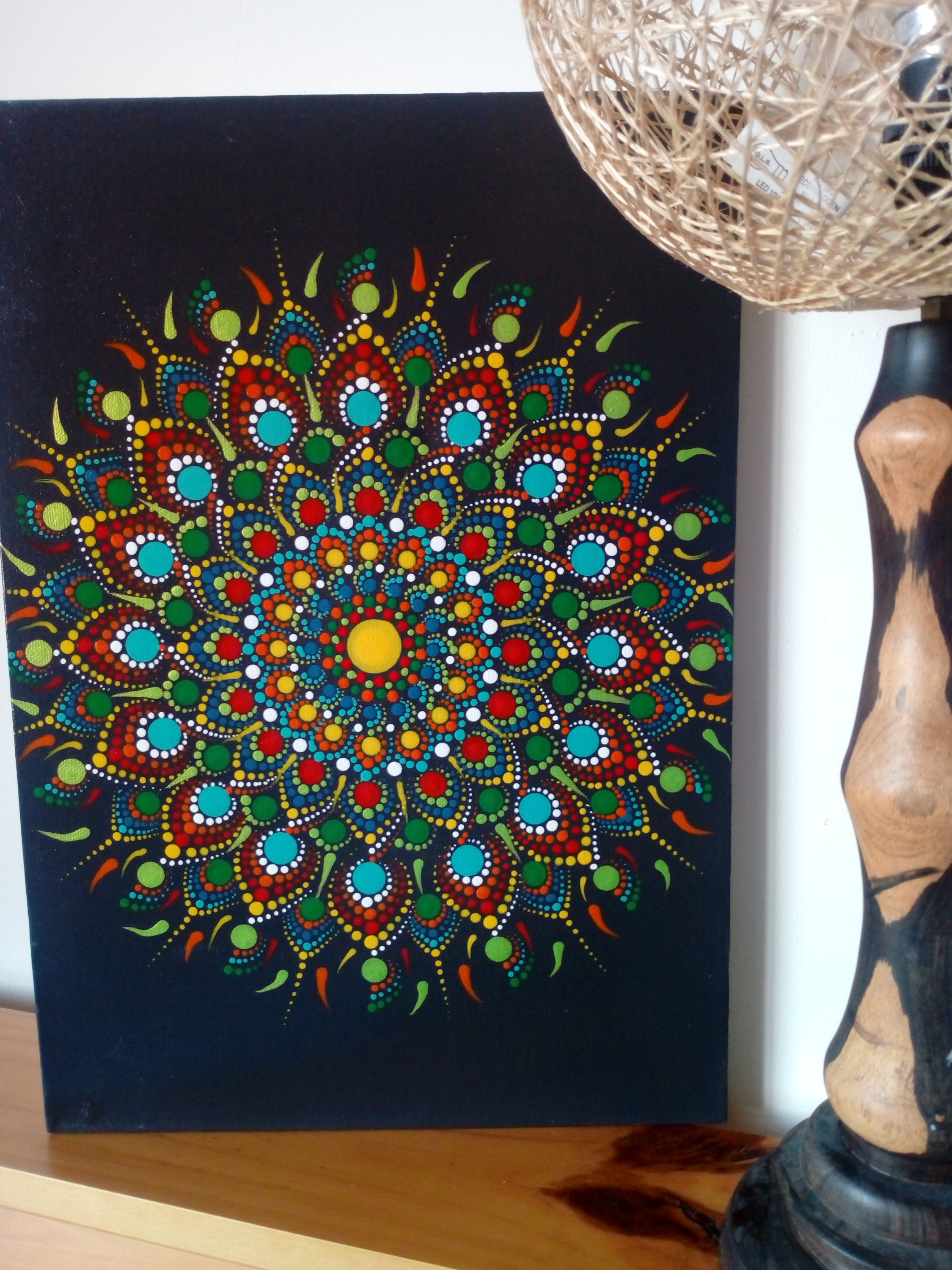 Mandala 008 Dot Art Wall Decor Wall Art Stretched Canvas Etsy