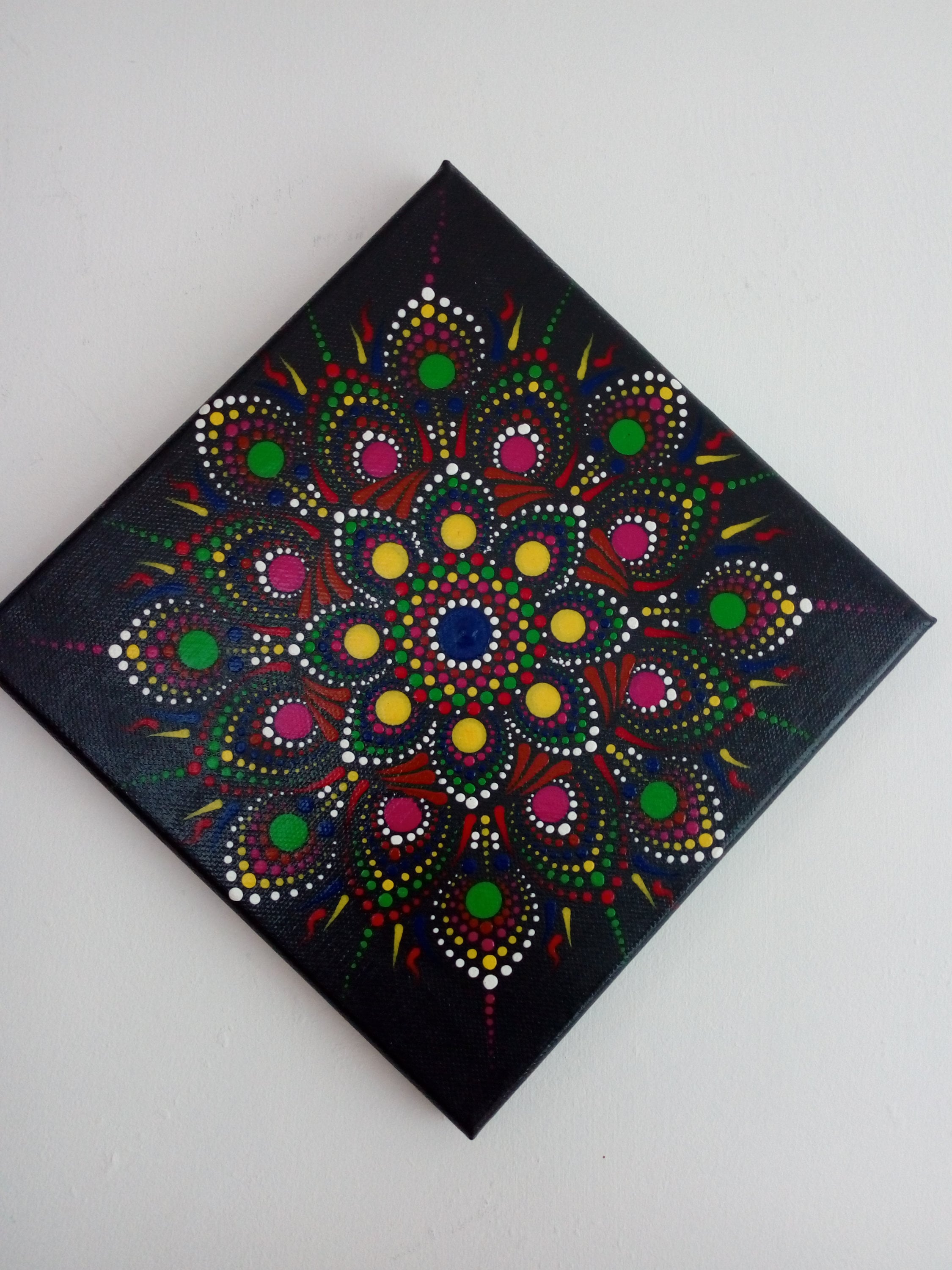 Mandala 035 Dot Art Wall Art Abstract Art Small Square Etsy