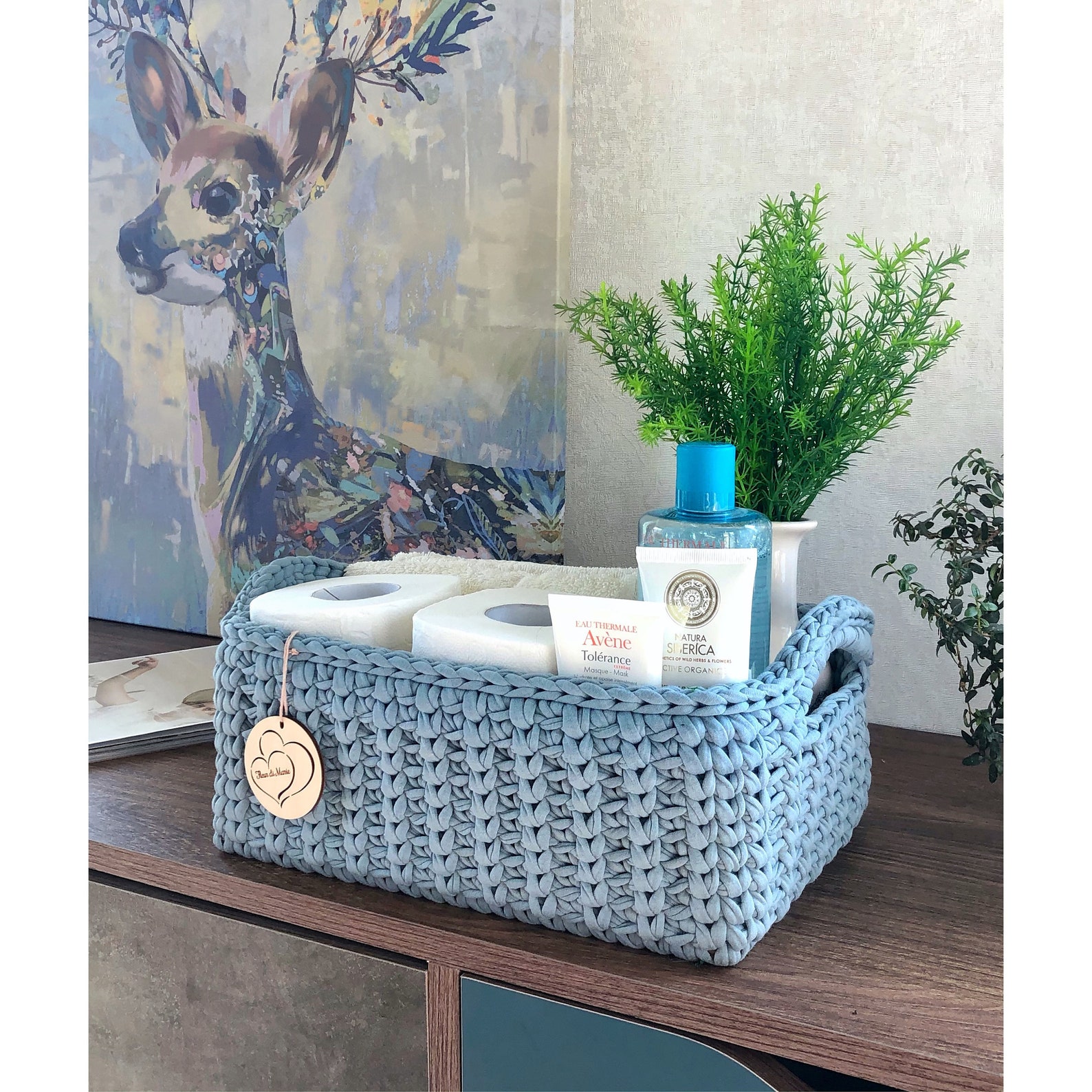 Large towel toilet paper holder Bathroom storage basket Etsy