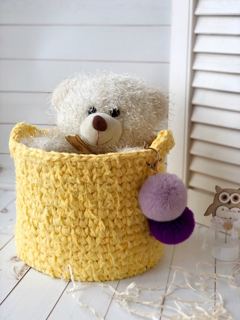 Yellow toy storage basket Flower pot Nursery storage basket Etsy