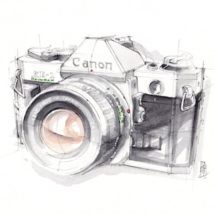 Canon AE-1 SLR Camera Watercolor Art Print
