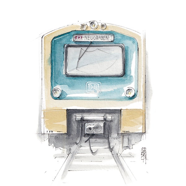 S-Bahn Hamburg ET 472 Aquarell Kunstdruck