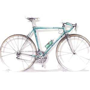 Bianchi Road Bike Bicycle Watercolor Art Print