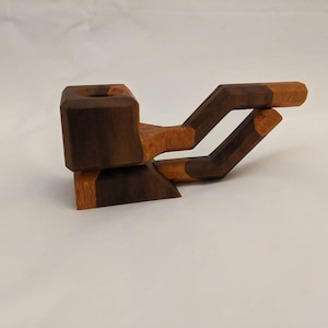 Tobacco pipe - unique angular stem design with stand and tamper