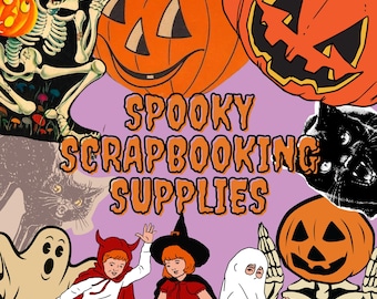Spooky Vintage Halloween Scrapbook Grab Bag Junk journal snail mail paper, stickers