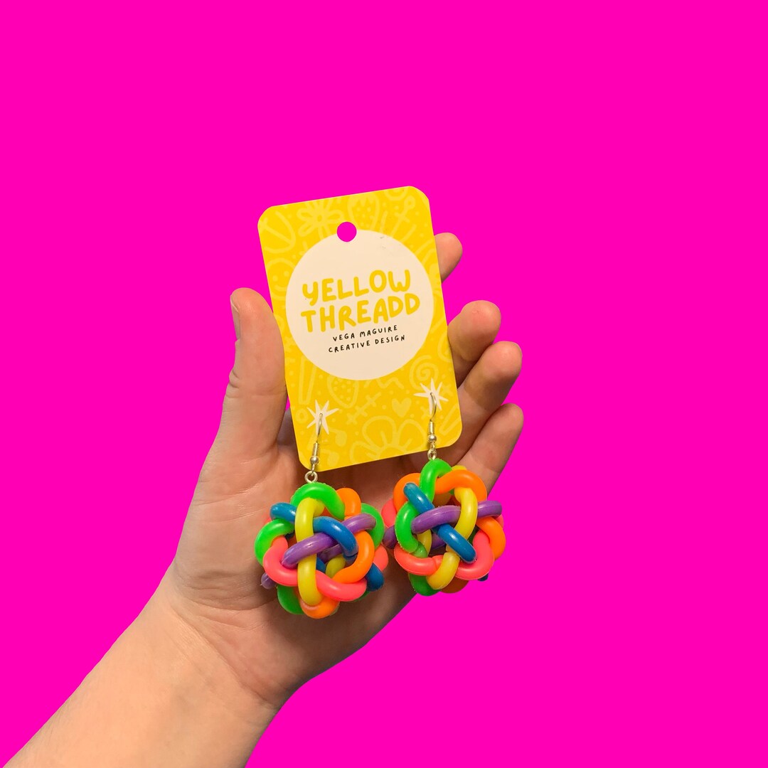 Rainbow Ball Earrings Etsy