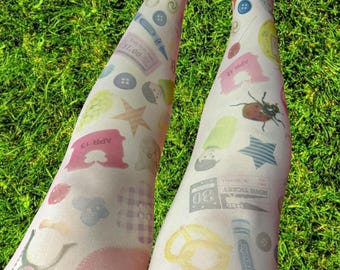 Hand Printed Whimsical Tights
