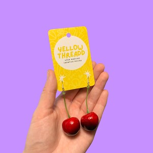 Handmade Cherry Earrings: Quirky Costume Jewelry zdjęcie 2