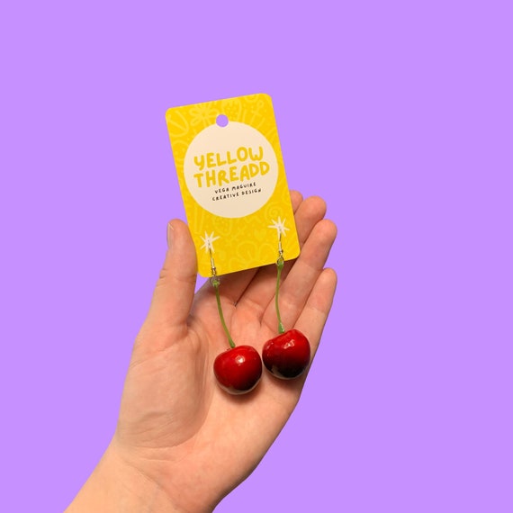Handmade Cherry Earrings: Quirky Costume Jewelry