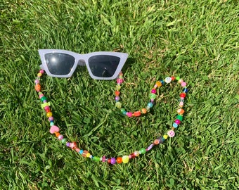 Cadena para gafas con cuentas de arcoíris