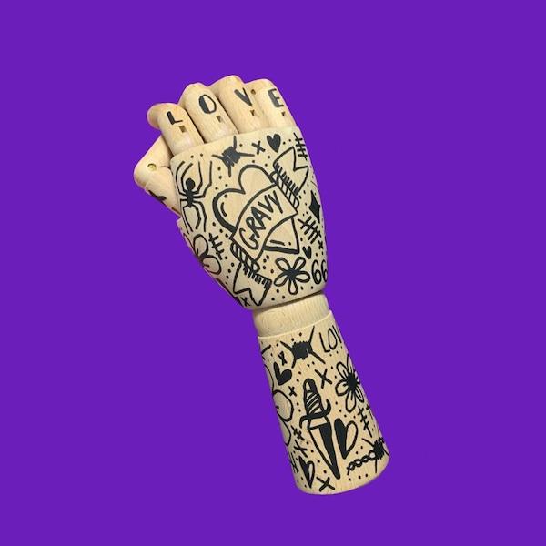 Large Tattooed Artist Dummy Posable Hand