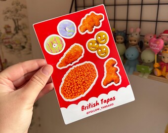 A6 British Tapas Foodie Scrapbook Sticker Sheet