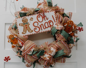 Seasonal decor christmas mesh wreath, Gingerbread Wreath,  Christmas mesh wreath, gingerbread decor wreath, gingerbread christmas wreath