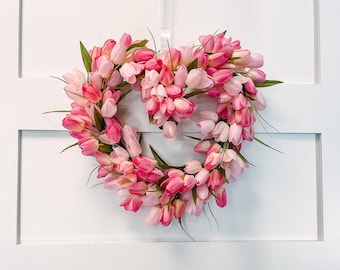 Valentine's Day Wreaths - Valentine Wreaths - Heart Shaped Wreaths - Love Wreaths - Valentine Wreaths - Valentine Door Decor, Tulip Wreaths