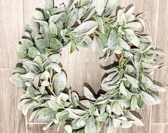 Lamb’s Ear Wreath, Green Farmhouse Wreath for Front Door, Year Long Wreath, Everyday Farmhouse Wreath, Everyday Wreath for Front Door