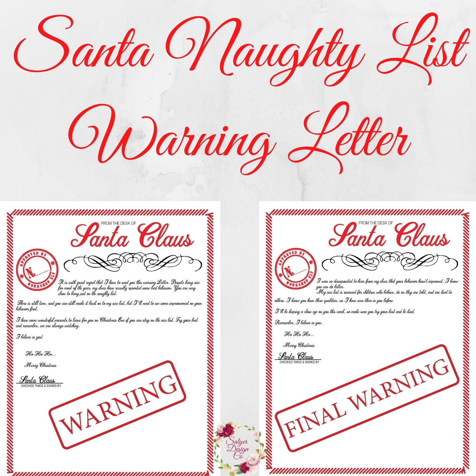 DIGITAL/PRINTABLE Santa Naughty Letter Santa Naughty List - Etsy