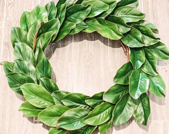 Magnolia Wreath, Green Farmhouse Wreath for Front Door, Year Long Wreath, Everyday Farmhouse Wreath, Everyday Wreath for Front Door.