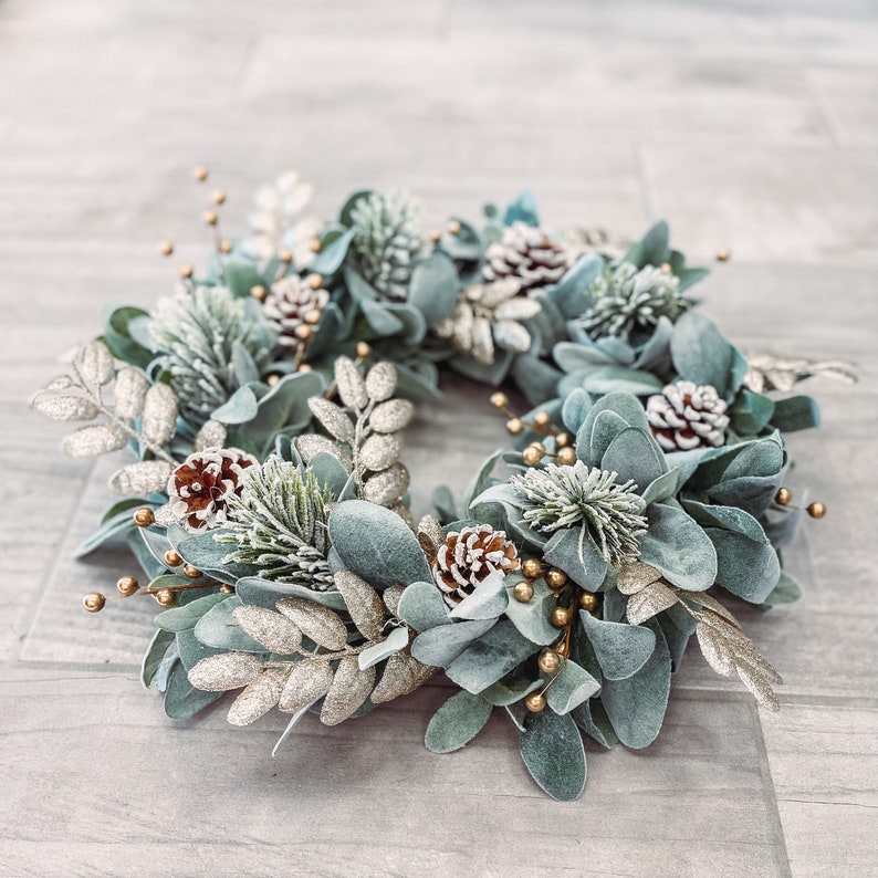Farmhouse Gold Lambs Ear Winter Wreath for Front Door January Etsy