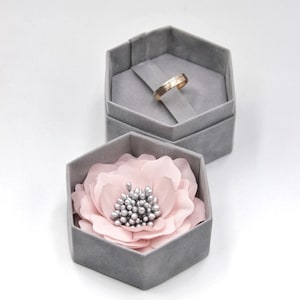 Wedding Ring Box, Proposal Box, Velvet Ring Holder, Ring Box For Ceremony, Grey Ring Box, Casket For Ring, Velvet Ring Case